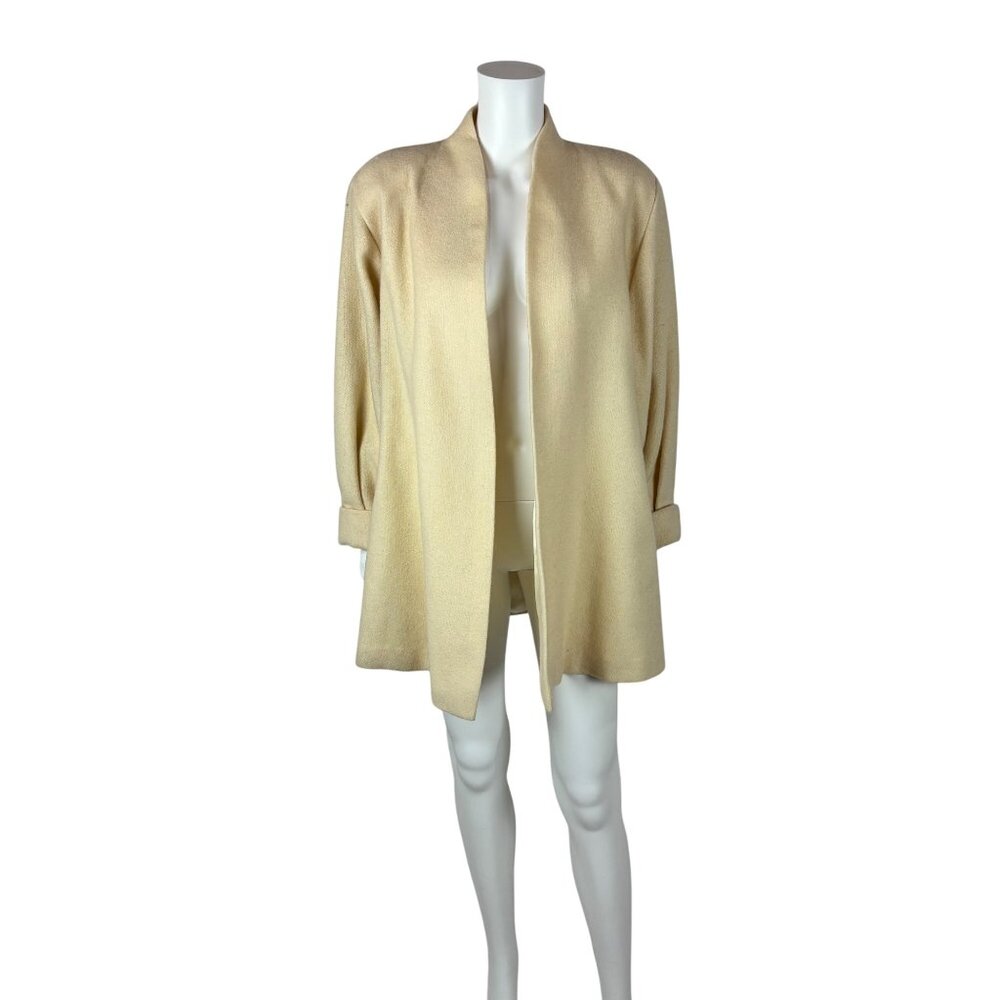 Vintage 80s Swing Coat Women's Extra Large Balloon Sleeves Cream Oversized